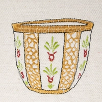 Handmade Notebook Cover with Peasant embroidery- Coffee Cup