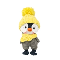 Handmade Amigurumi Crochet Penguin with Yellow Hat & Scarf