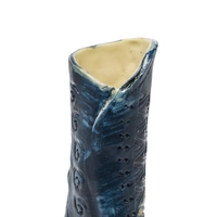 Blue Glass Vase with a Unique Design Inspired by the Ocean