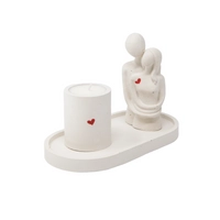 3-Piece Decorative Cement Costar and Candle