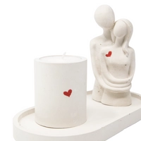 3-Piece Decorative Cement Costar and Candle