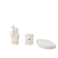 3-Piece Decorative Cement Costar and Candle