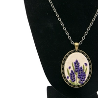 Handmade Fimo Clay Necklace with Lavender Design 