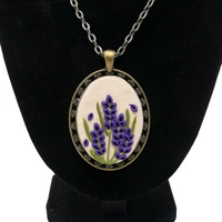 Handmade Fimo Clay Necklace with Lavender Design 