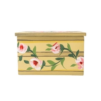 Luxurious Handcrafted Wooden Box with Floral Design to Keep Your Accessories - Beige