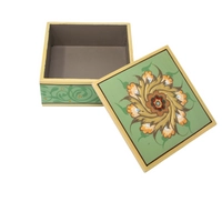 Luxurious Handcrafted Wooden Box with Floral Design to Keep Your Accessories - Beige