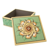 Luxurious Handcrafted Wooden Box with Floral Design to Keep Your Accessories - Beige