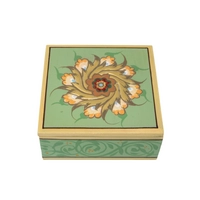 Luxurious Handcrafted Wooden Box with Floral Design to Keep Your Accessories - Beige