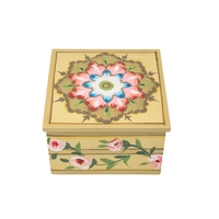 Luxurious Handcrafted Wooden Box with Floral Design to Keep Your Accessories - Beige