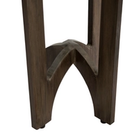 Luxurious Brown Wooden Side Table Decorated with Wonderful Graphics and Beautiful Colors