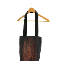 Handmade Black Tote Bag with Fire-Inspired Design