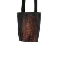 Handmade Black Tote Bag with Fire-Inspired Design