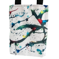 White Tote Bag with Unique and Colorful Artistic Design