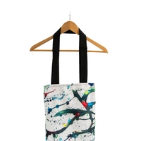 White Tote Bag with Unique and Colorful Artistic Design