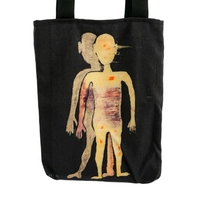 Handmade Black Tote Bag with Expressive Art Design