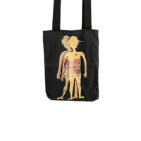 Handmade Black Tote Bag with Expressive Art Design