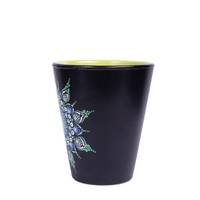 Black and Green Ceramic Mug Adorned with Mandala Art