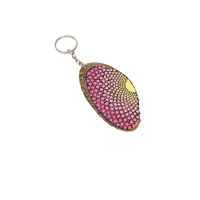 Wooden Keychain Adorned with Colorful Mandala Drawings - Green