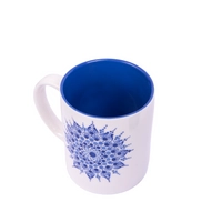 White Ceramic Mug Adorned with Mandala Drawings - Blue