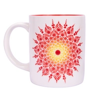 White Ceramic Mug Adorned with Mandala Drawings - Blue