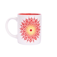 White Ceramic Mug Adorned with Mandala Drawings - Blue