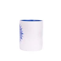 White Ceramic Mug Adorned with Mandala Drawings - Blue