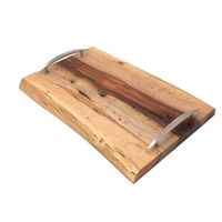 Wooden Serving Tray with Metal Handles - Charcuterie Board