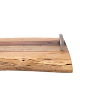 Wooden Serving Tray with Metal Handles - Charcuterie Board