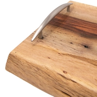 Wooden Serving Tray with Metal Handles - Charcuterie Board