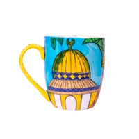 Medium Sized Mug With Hand-drawn Paintings of a Palestinian Woman & The Done of The Rock
