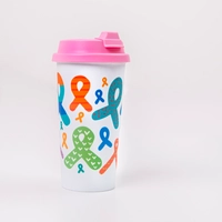 White Travel Mug with Colorful Printings