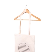 Handmade Beige Tote Bag with Printed Design of the Word "Amman" in Arabic 