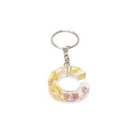 Transparent Resin Keychain with Dried Flowers - Letter C