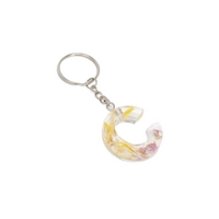 Transparent Resin Keychain with Dried Flowers - Letter C