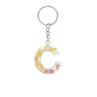 Transparent Resin Keychain with Dried Flowers - Letter C