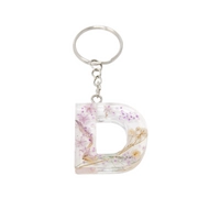 Transparent Resin Keychain with Dried Flowers - Letter D