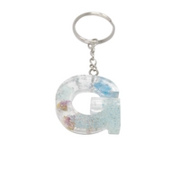 Resin Keychain with Dried Flowers in the Shape of the Letter G