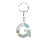 Resin Keychain with Dried Flowers in the Shape of the Letter G