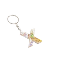 Resin Keychain with Dried Colorful Flowers in the Shape of the Letter X