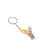 Resin Keychain with Dried Colorful Flowers in the Shape of the Letter Y