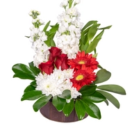 Red and White Natural Bouquet of Flowers