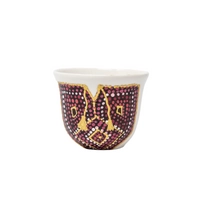 A Set of Arabic Coffee Cups with Hand-drawn Designs Inspired by Jordanian Culture - Women's Red Dress