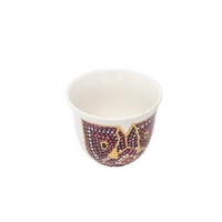 A Set of Arabic Coffee Cups with Hand-drawn Designs Inspired by Jordanian Culture - Women's Red Dress