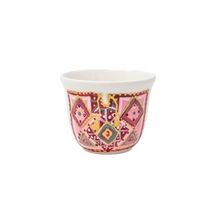 A Set of Arabic Coffee Cups with Hand-drawn Designs Inspired by Jordanian Culture - Women's Red Dress