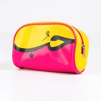 Multi-Use Pouch in Fuchsia and Yellow Decorated with Arabic Calligraphy