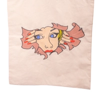 Fabric Beige Tote Bag with Printed Design of a Girl