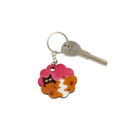 Cute Keychain in The Shape of a Flower Adorned with a Drawing of a Cat