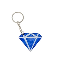 Blue Wooden Keychain in the Shape of Diamond