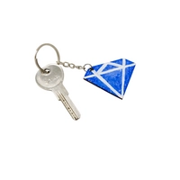 Blue Wooden Keychain in the Shape of Diamond