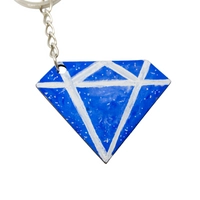 Blue Wooden Keychain in the Shape of Diamond